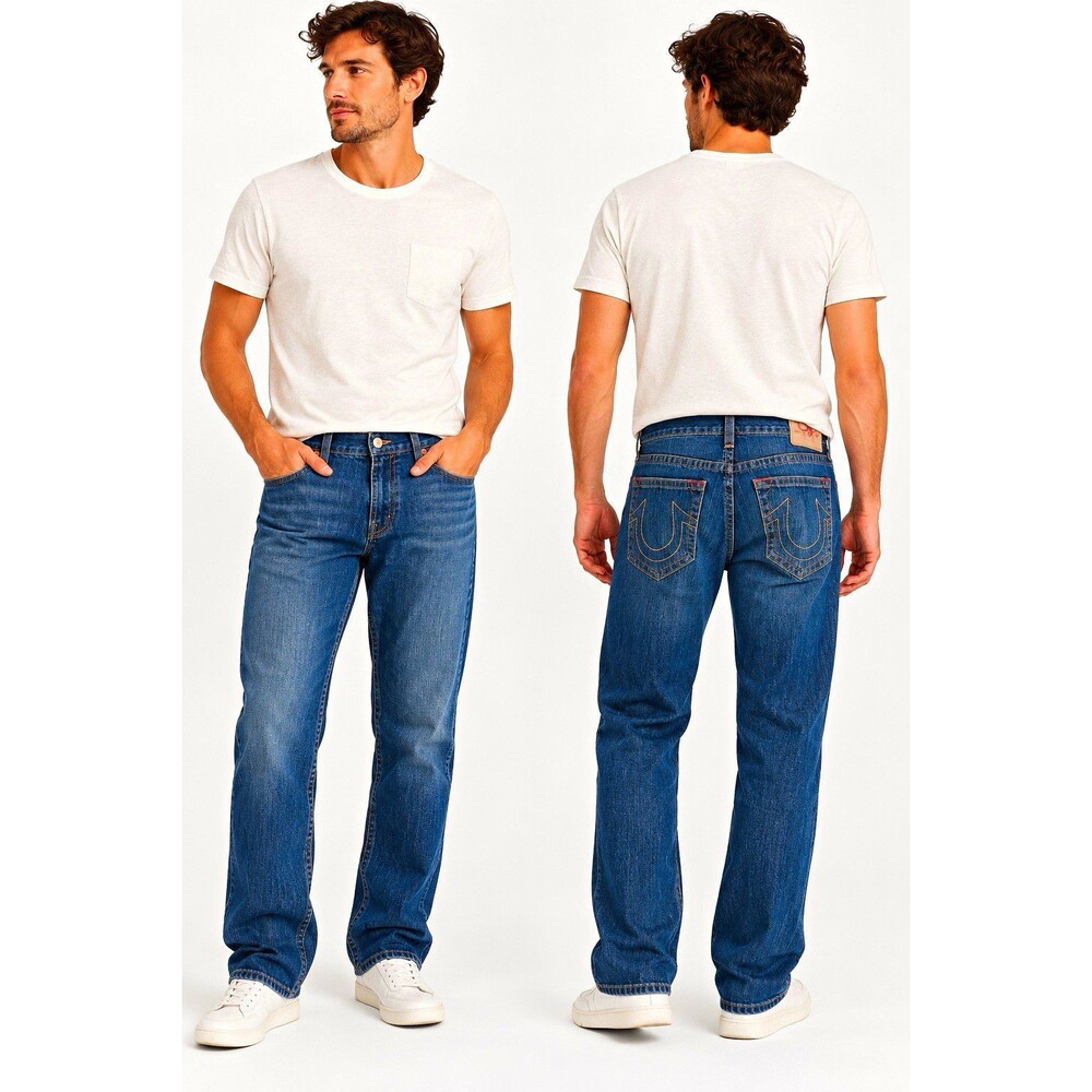 True Religion Bobby Mens Jeans 36x33 Made USA Straight Leg Blue Denim Y2K